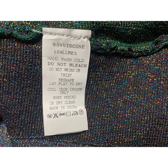 CHEE CHO Skirt Womens Medium Pleated Striped A- Line Midi Multicolor Glitter - Picture 4 of 6